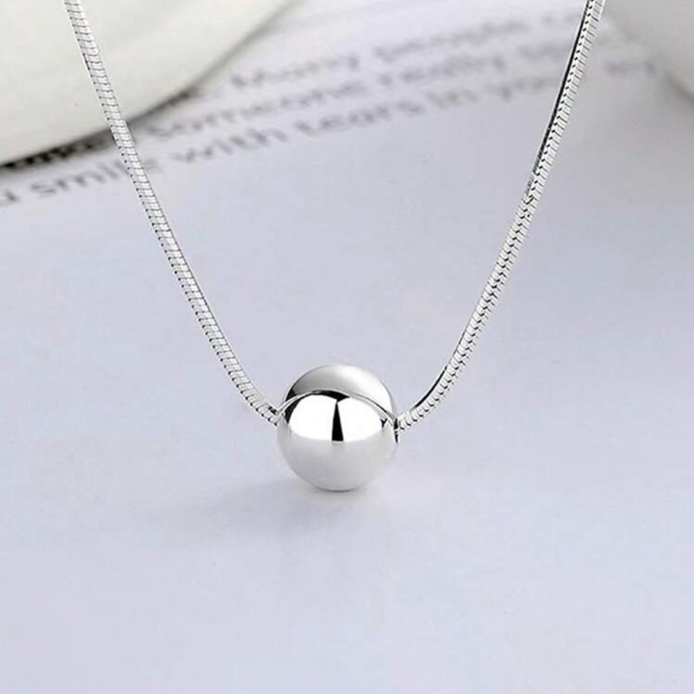 New Silver Necklace with Spherical Pendant